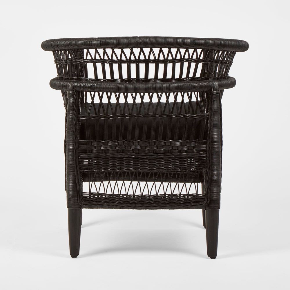 Livingstone Wicker Armchair Black/Black Cushion - Outdoor Under-Cover