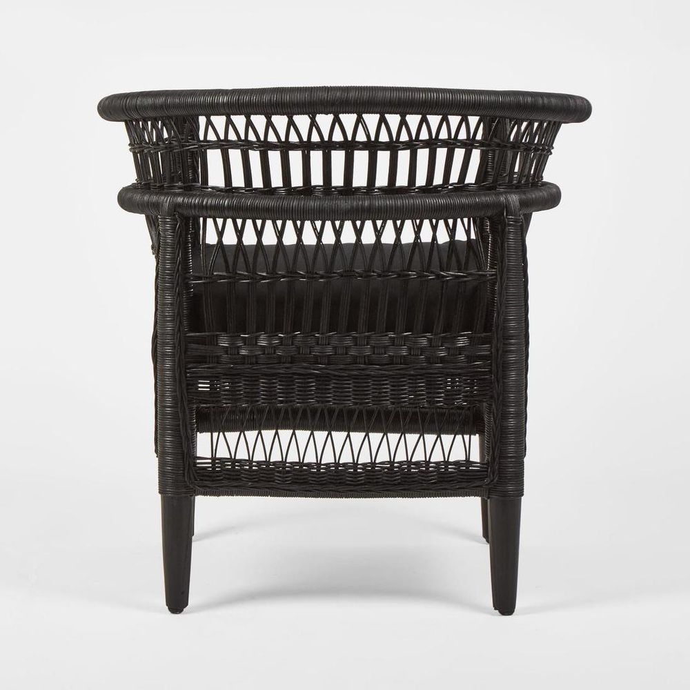 Livingstone Wicker Armchair Black/Black Cushion - Outdoor Under-Cover