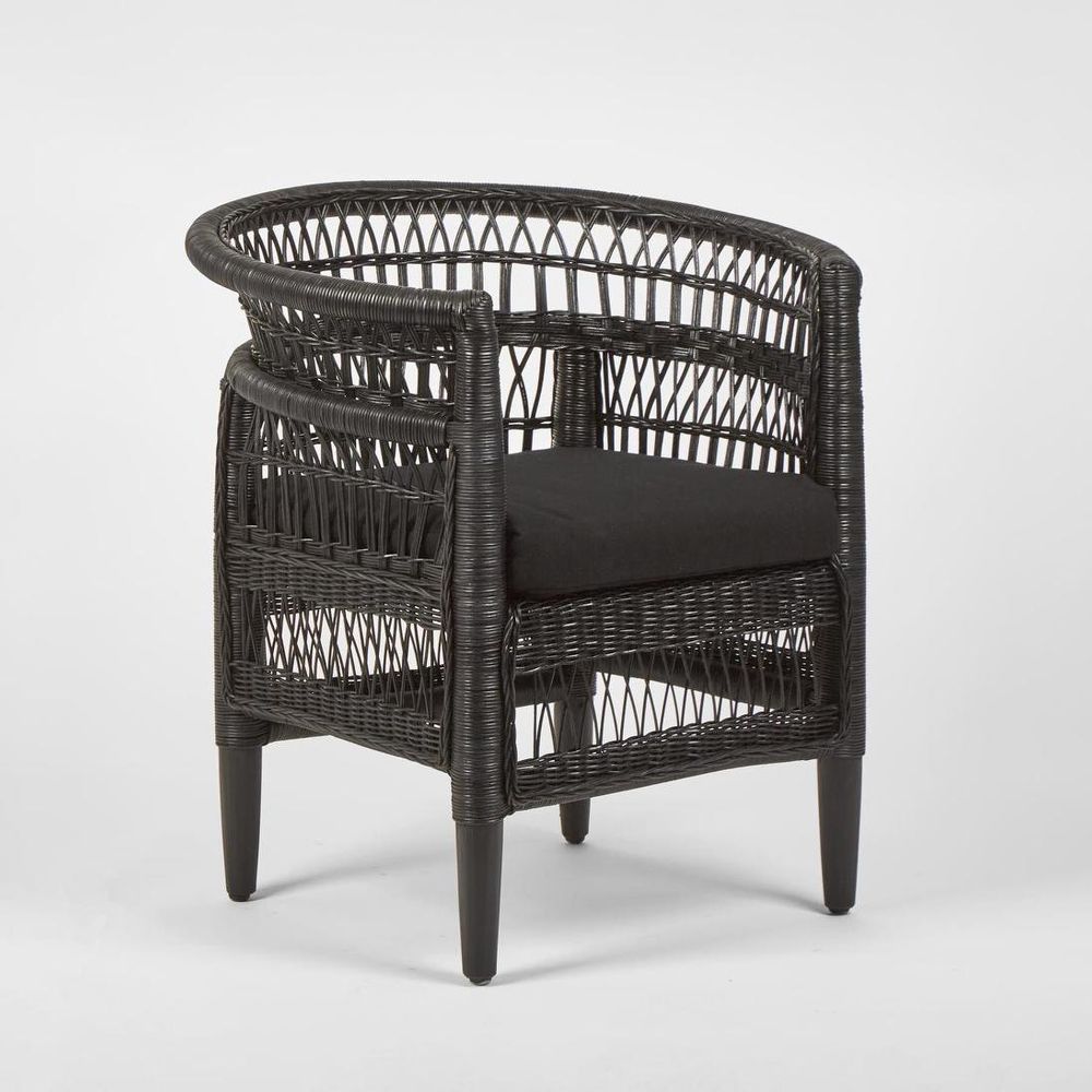 Livingstone Wicker Armchair Black/Black Cushion - Outdoor Under-Cover