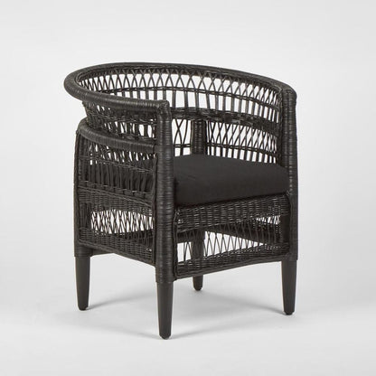 Livingstone Wicker Armchair Black/Black Cushion - Outdoor Under-Cover