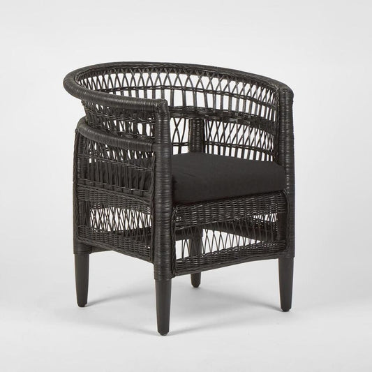 Livingstone Wicker Armchair Black/Black Cushion - Outdoor Under-Cover