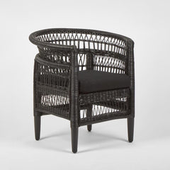 Livingstone Wicker Armchair Black/Black Cushion - Outdoor Under-Cover