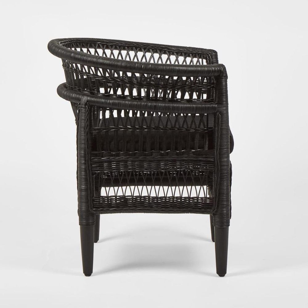 Livingstone Wicker Armchair Black/Black Cushion - Outdoor Under-Cover