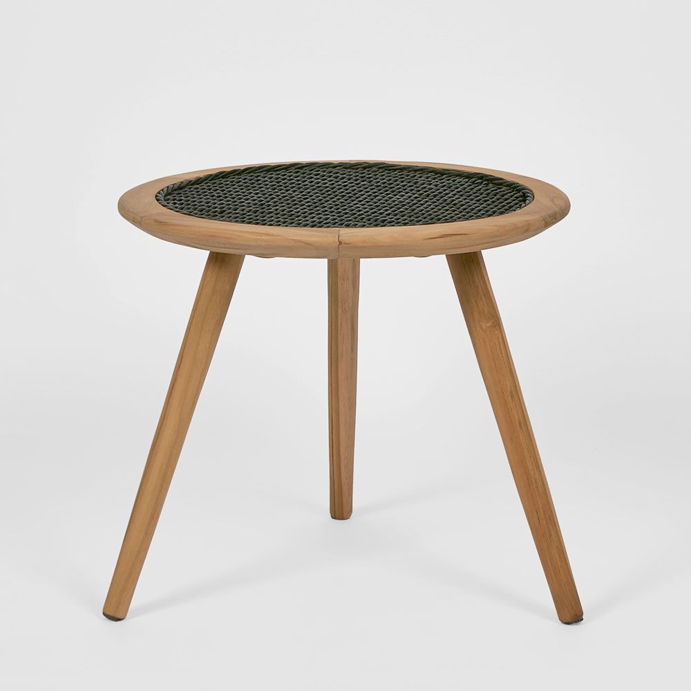 Cove Teak & Synthetic Side Table Black -Outdoor
