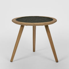 Cove Teak & Synthetic Side Table Black -Outdoor