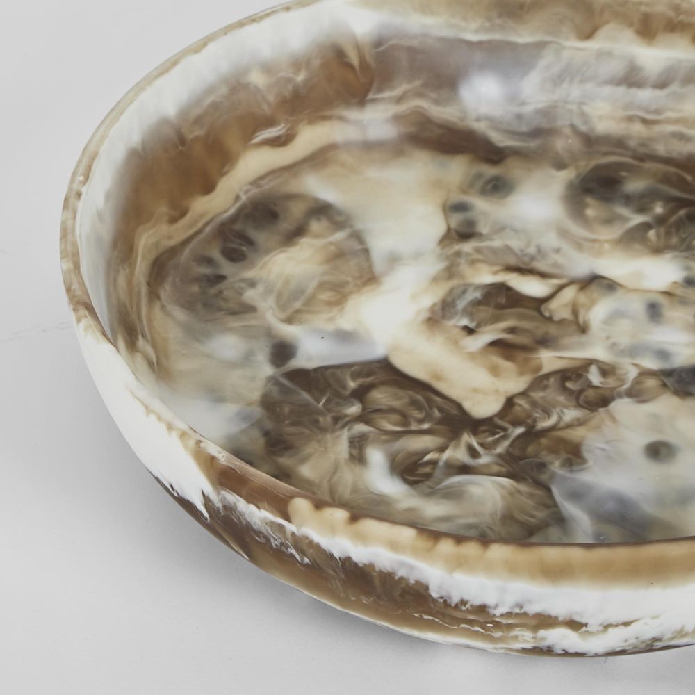 Halo Swirl Resin Serving Bowl Large Latte