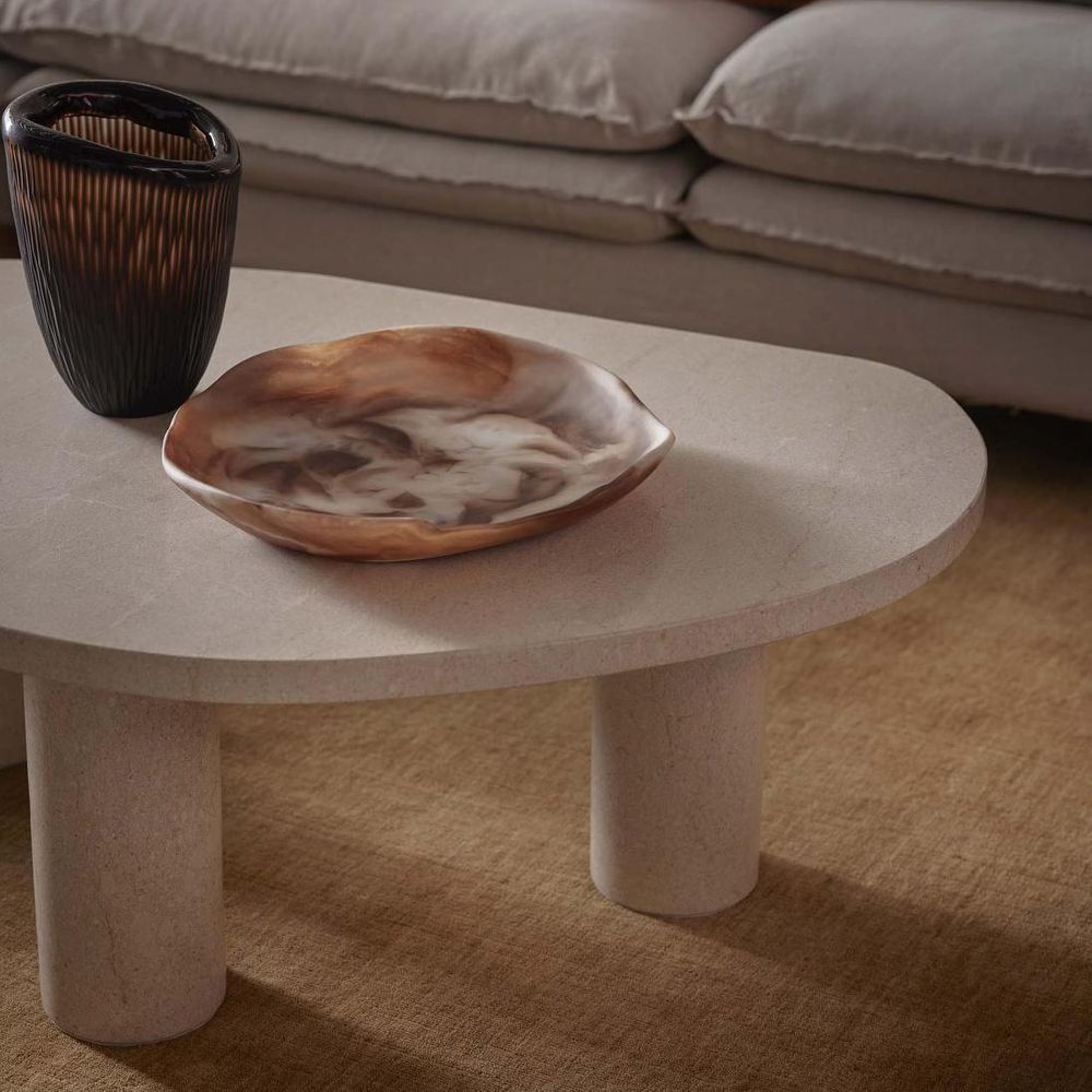 Halo Swirl Resin Serving Platter Medium Peach