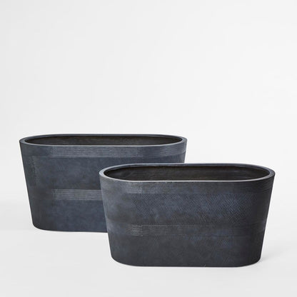 Logan Set Of 2 Oval Planter Grey