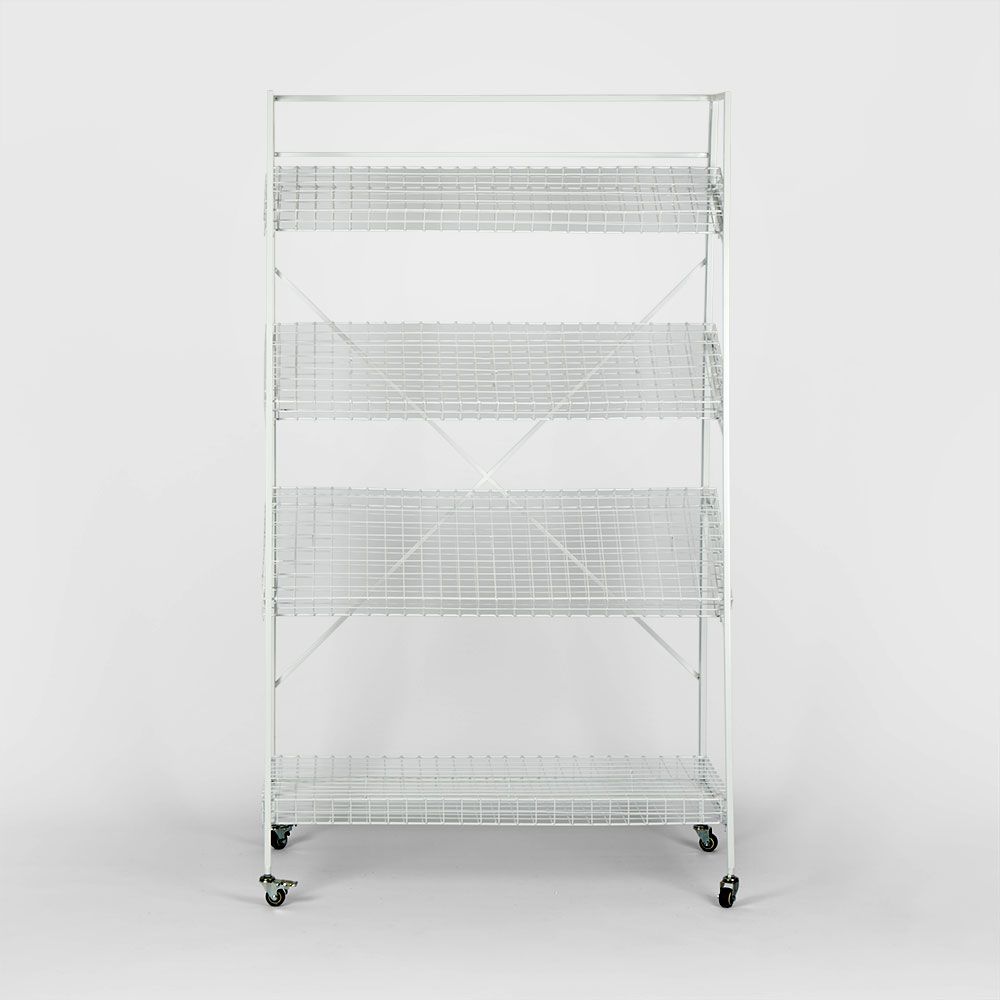 Metal Flower Rack With 4 Shelves White