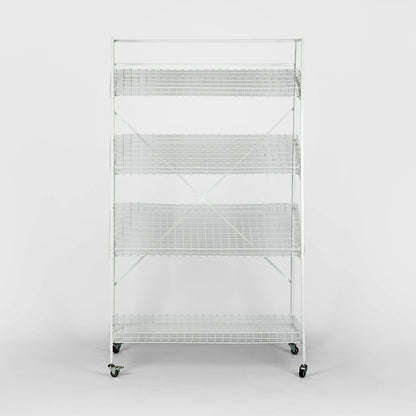 Metal Flower Rack With 4 Shelves White