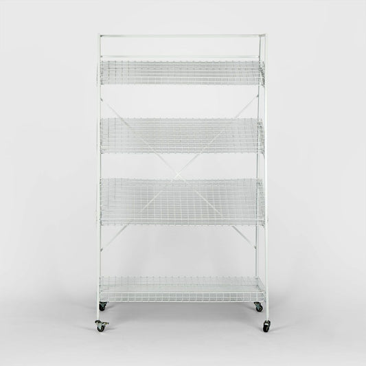 Metal Flower Rack With 4 Shelves White