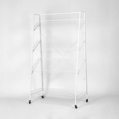 Metal Flower Rack With 4 Shelves White