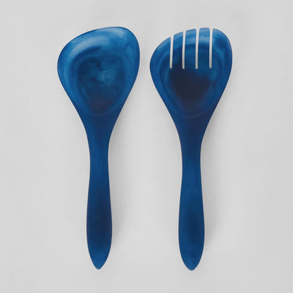 Idra Swirl Resin Salad Servers Blue