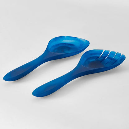 Idra Swirl Resin Salad Servers Blue