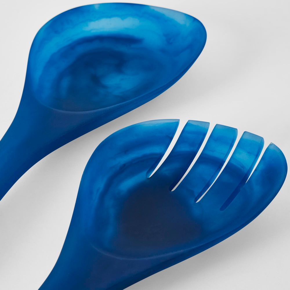 Idra Swirl Resin Salad Servers Blue