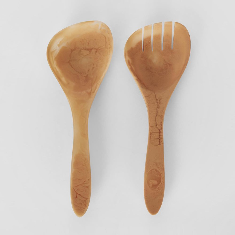 Idra Swirl Resin Salad Servers Peach