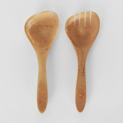 Idra Swirl Resin Salad Servers Peach