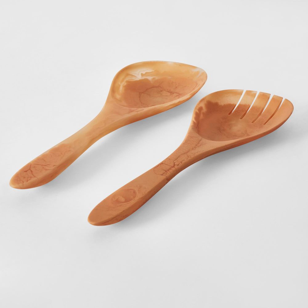 Idra Swirl Resin Salad Servers Peach