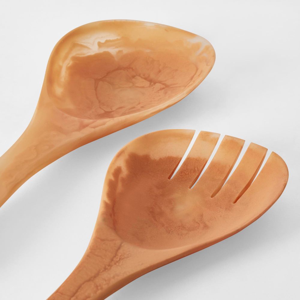 Idra Swirl Resin Salad Servers Peach