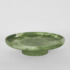 Carson Resin Serving Platter Round On Stand Green