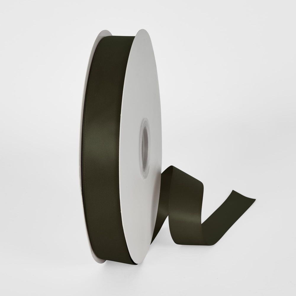 Dark Olive Double Sided Satin Ribbon 25Mm 100Yards - P572