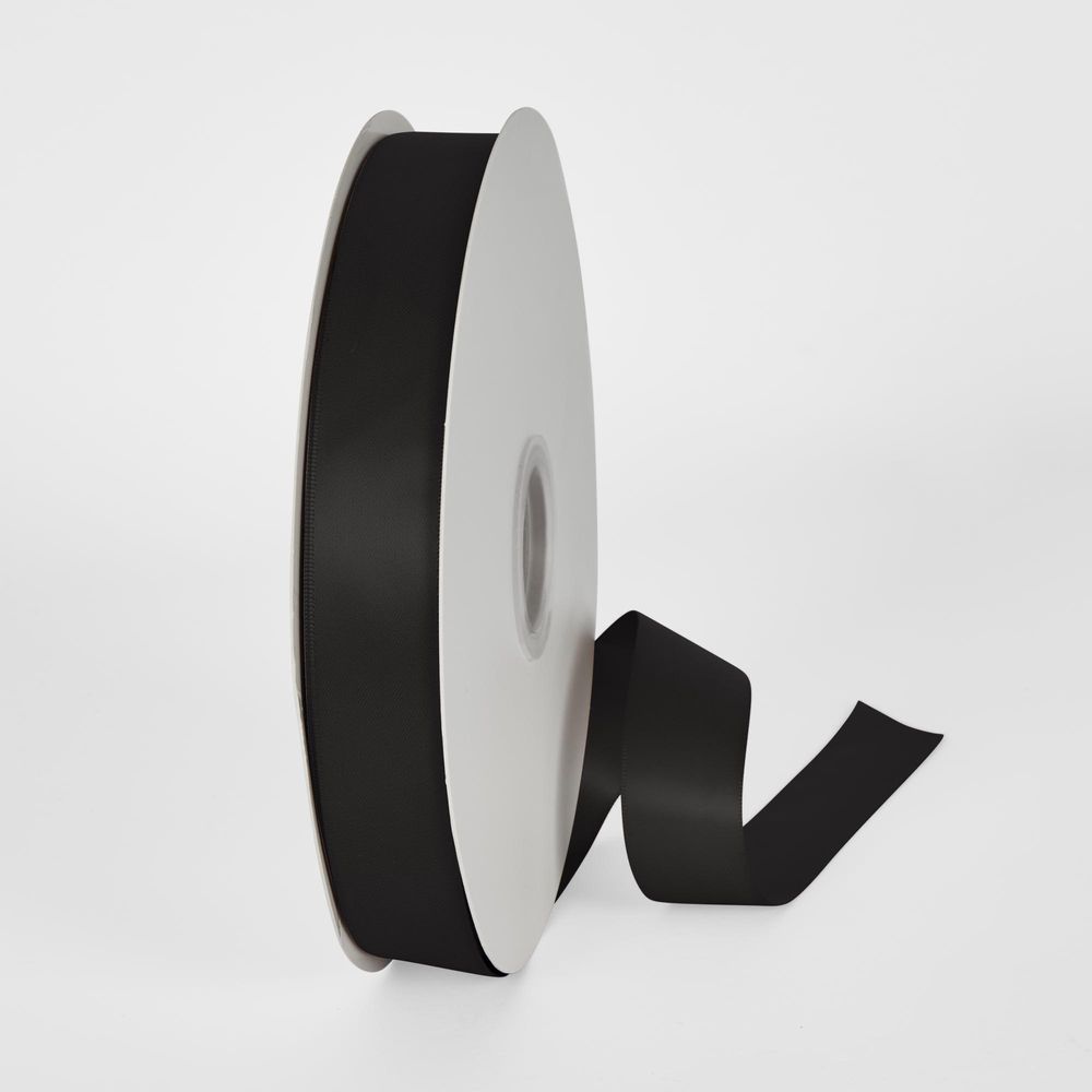 Black Double Sided Satin Ribbon 25Mm 100Yards - P123