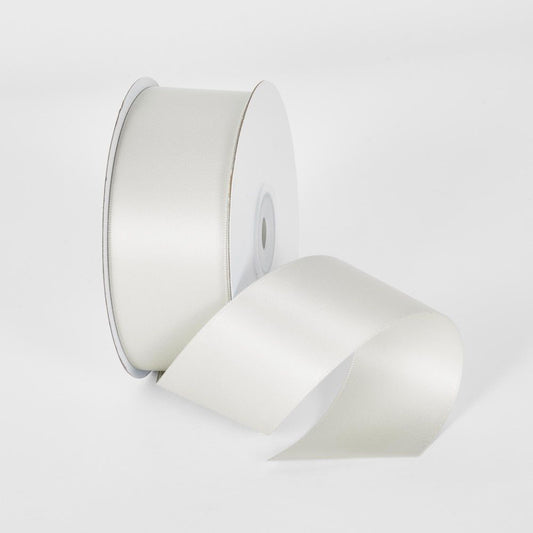 White 22.86M -38Mm Double Sided Satin Ribbon P112