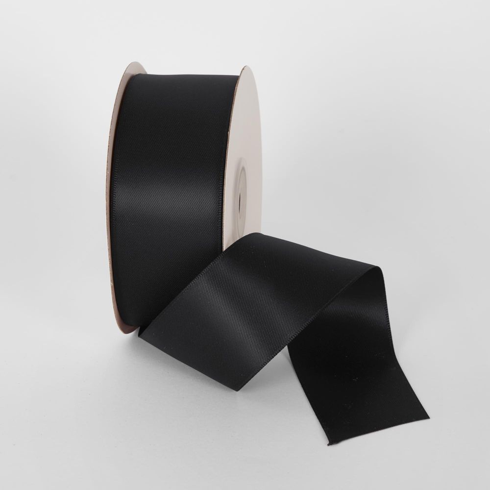 Black 22.86M -38Mm Double Sided Satin Ribbon P123