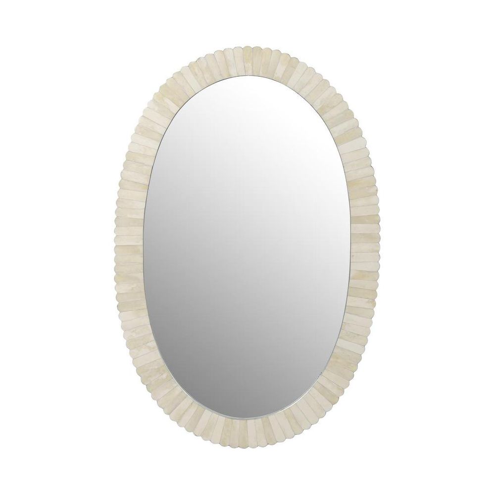 Amora Oval Bone Inlay White Mirror 50 X 76