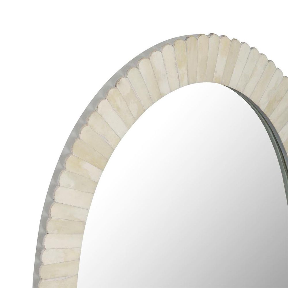 Amora Oval Bone Inlay White Mirror 50 X 76