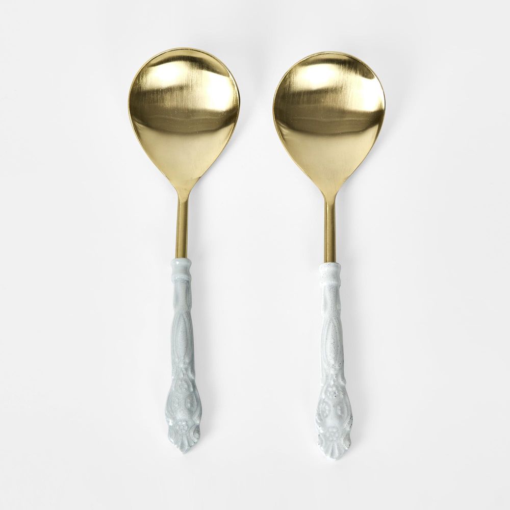 Enamel Serving Spoons Set Of 2