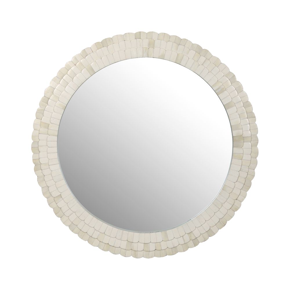 Leila Round Bone Inlay White Mirror 70Cm