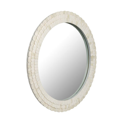 Leila Round Bone Inlay White Mirror 70Cm