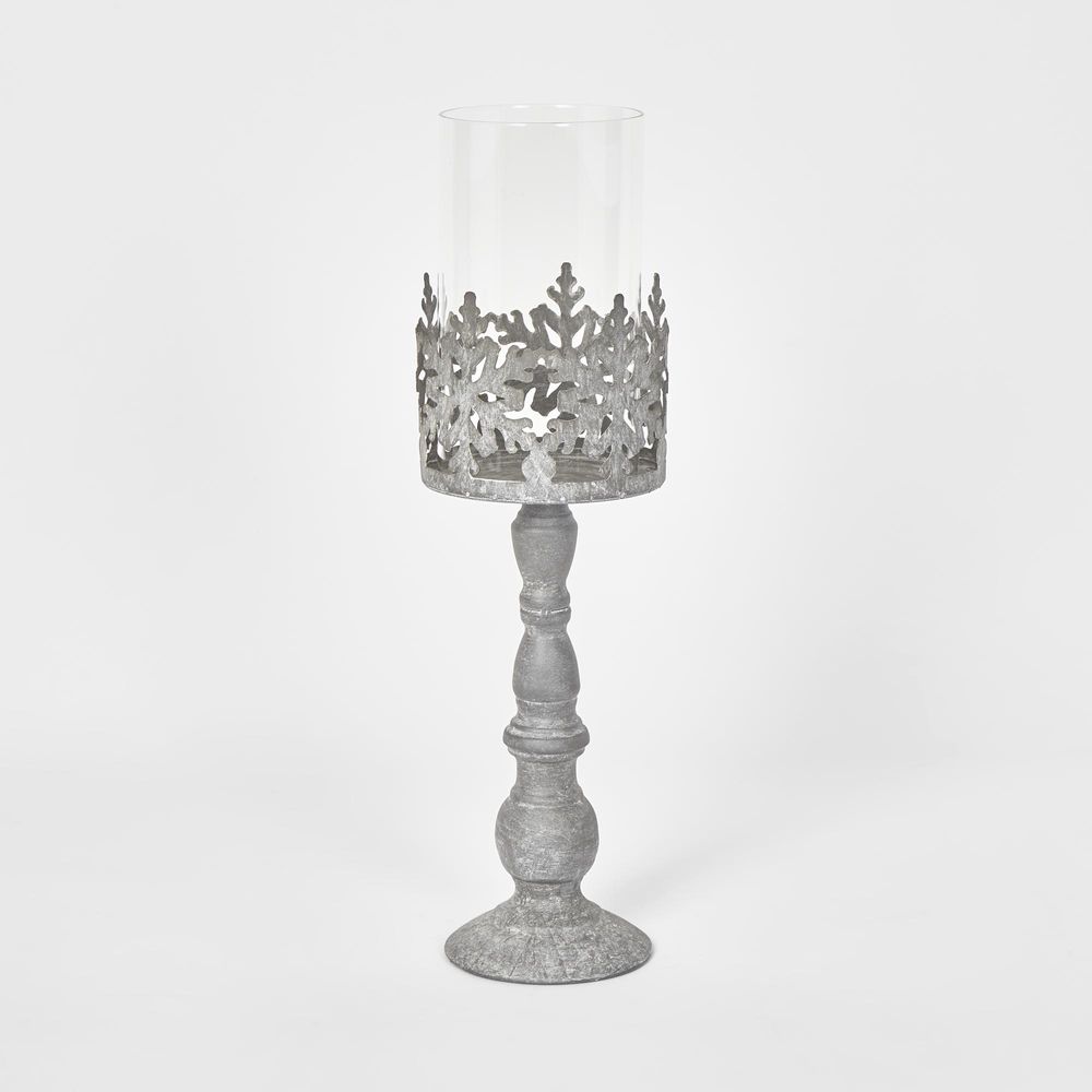 Snow Candle Holder Zinc