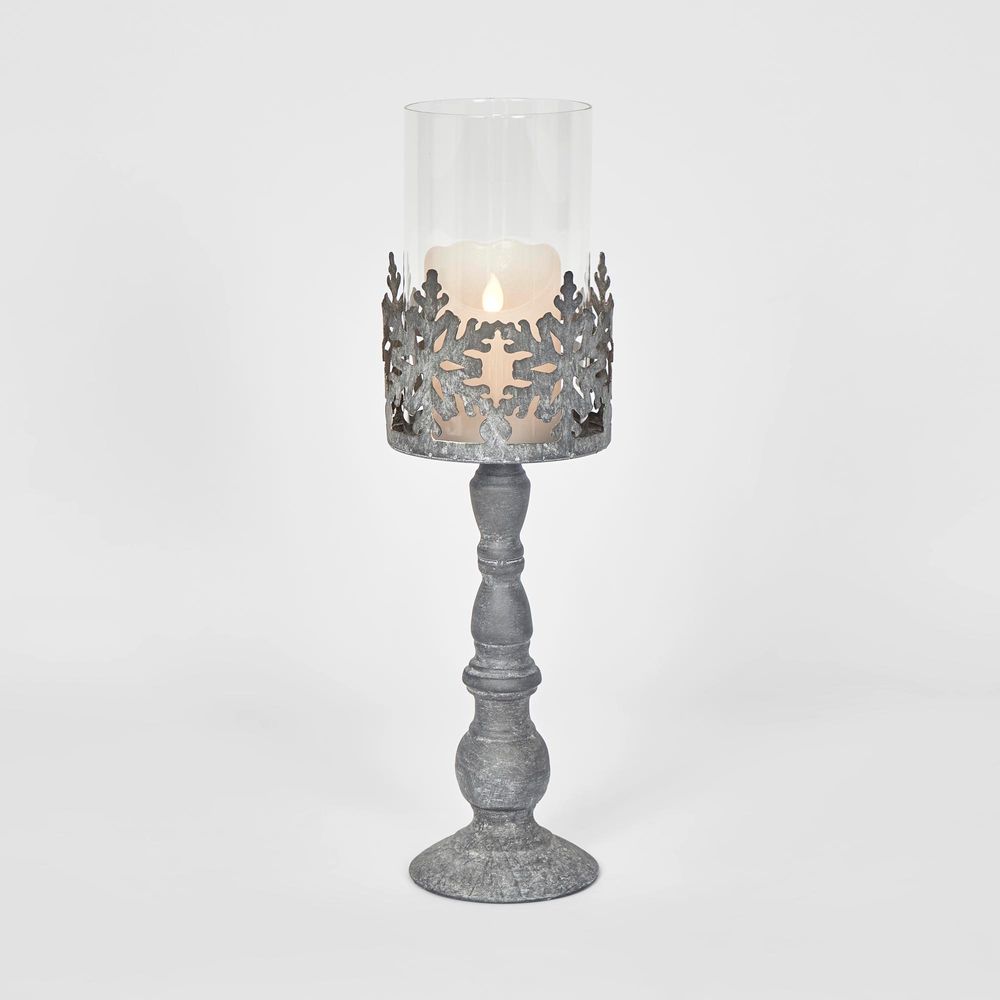 Snow Candle Holder Zinc