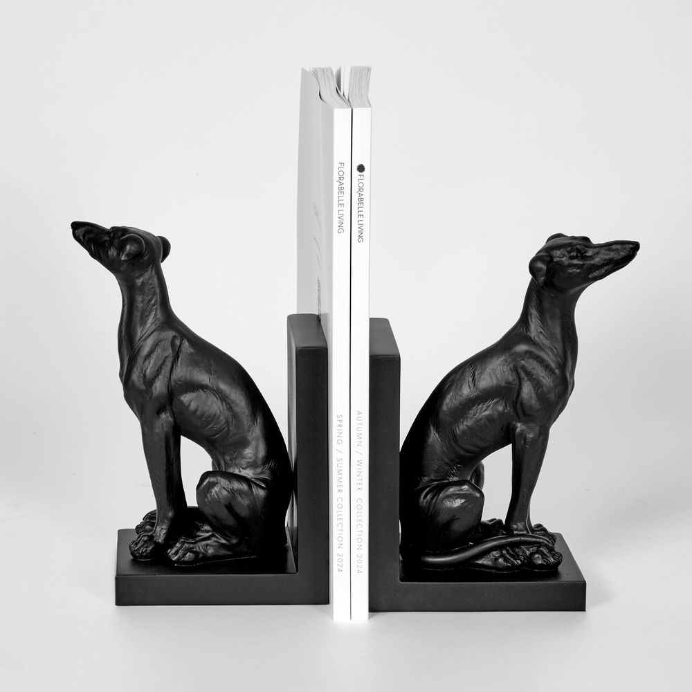 Lino Dog Bookends Black