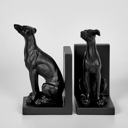 Lino Dog Bookends Black