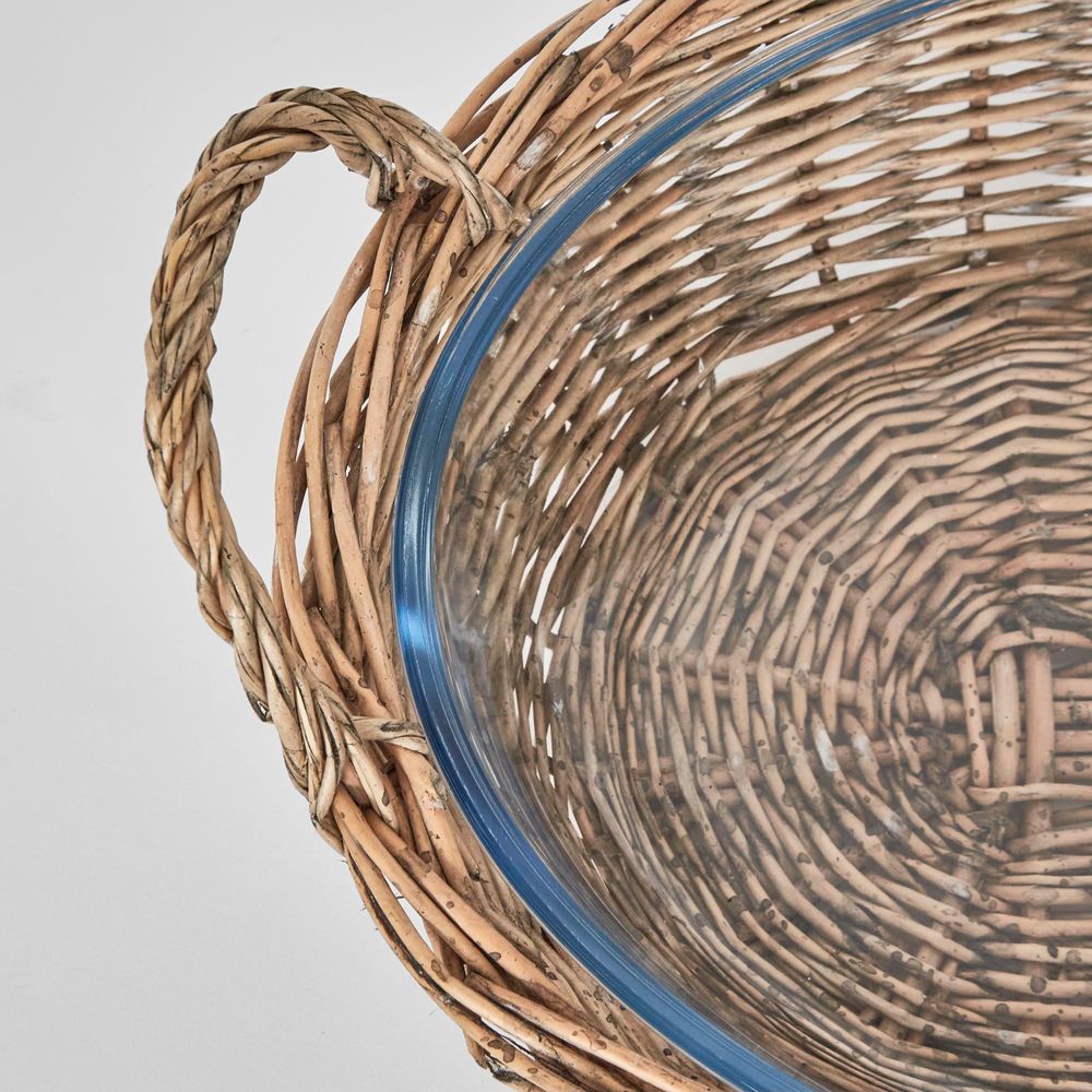 Oval Basket With Glass Dish