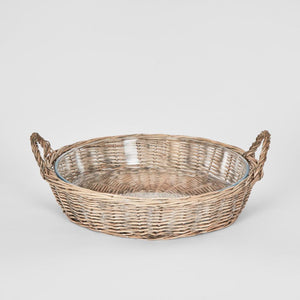 Round Basket With Glass Dish