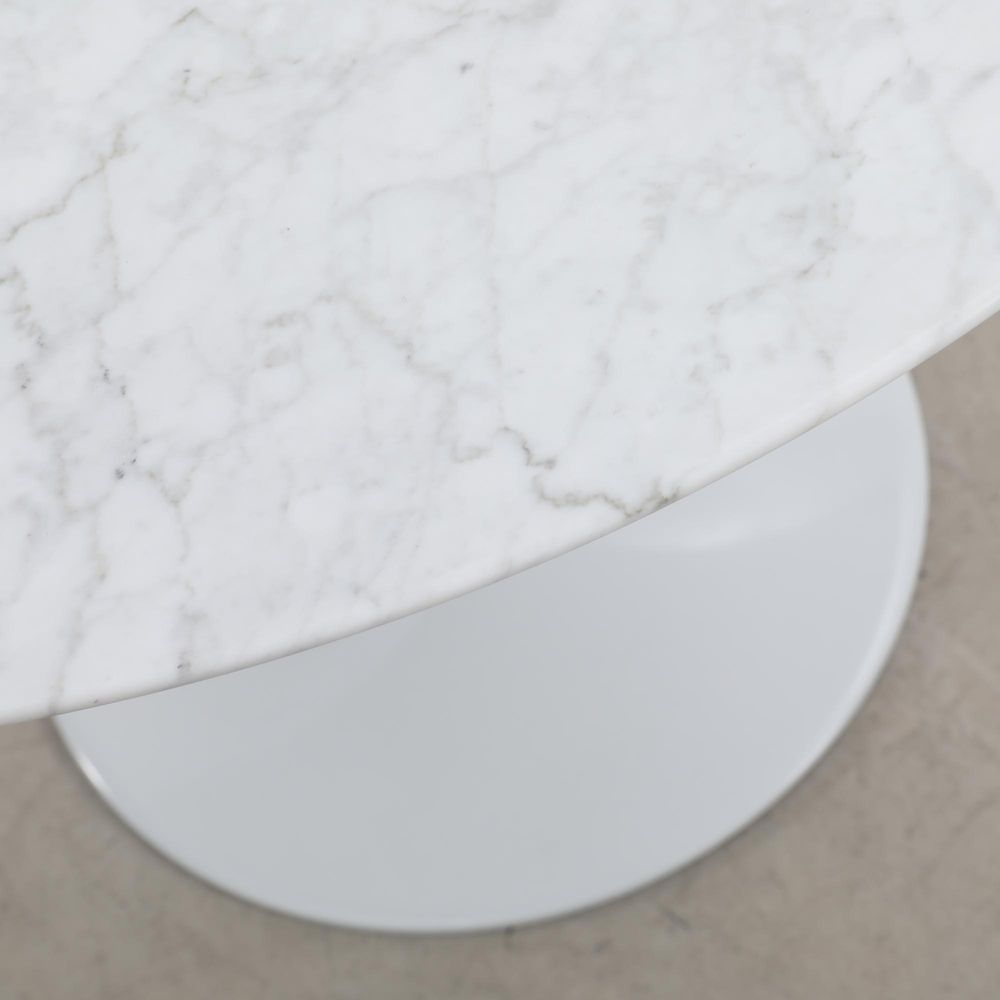 Aurora Round Dining Table Marble White 100Cm