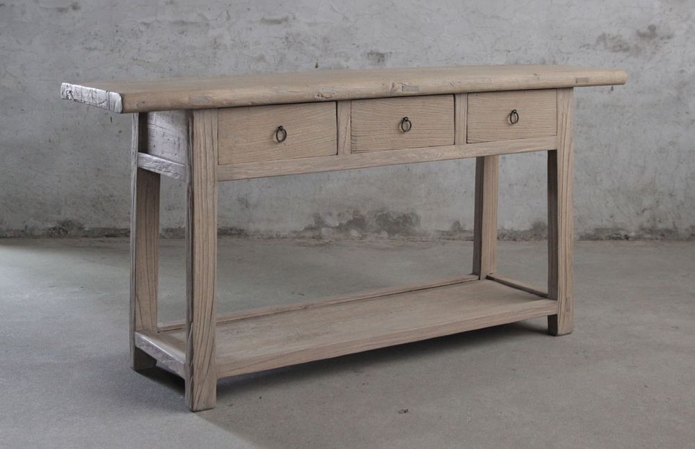 Tianjin Old Elm Wood Console With 3 Drawers