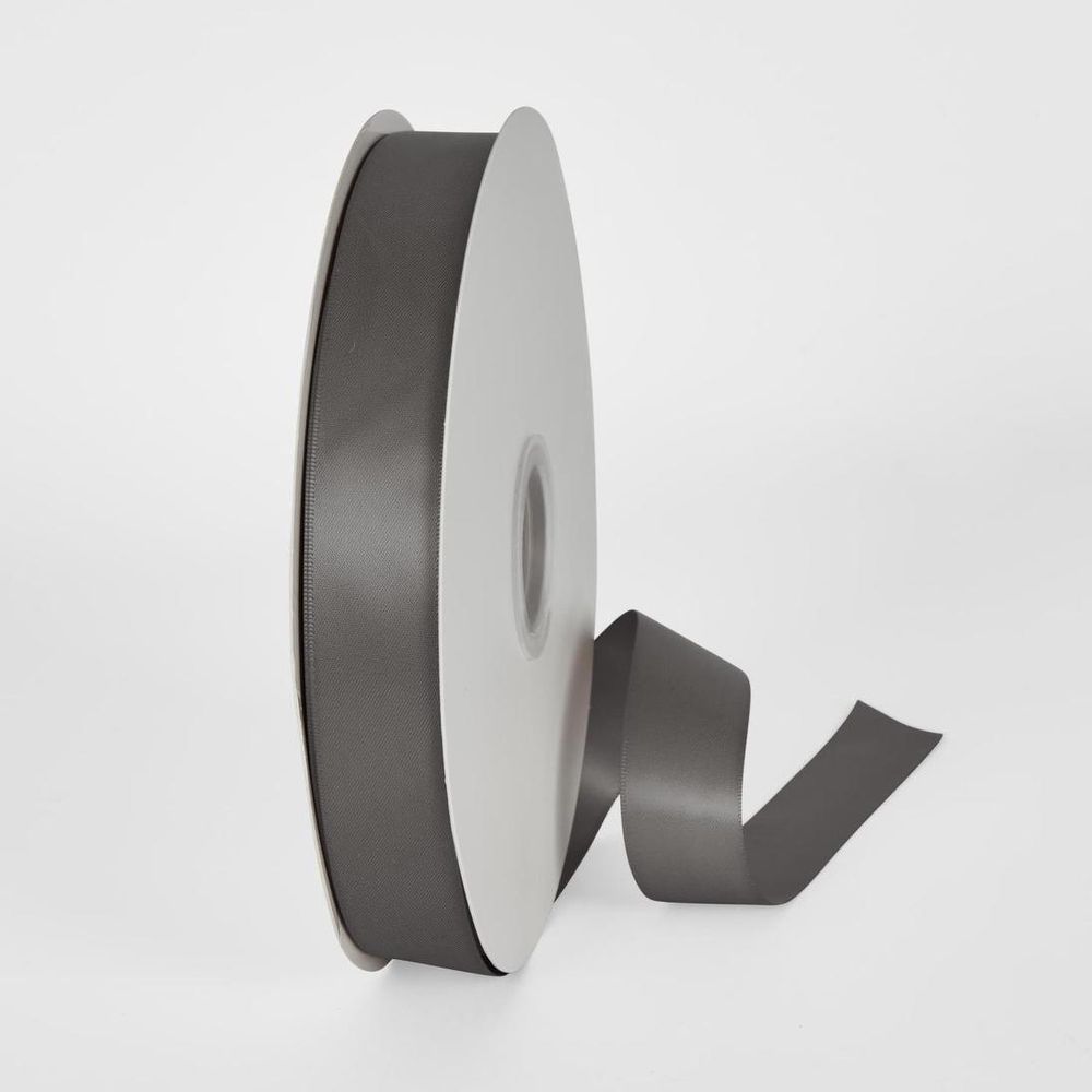 Metal Grey 91.4M - 25Mm Double Sided Satin Ribbon P017