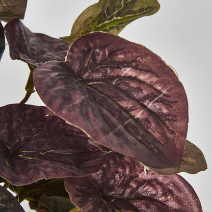 28Cm Burgundy Real Touch Hanging Peperomia Leaf Bush In White Pot