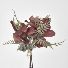 Dark Brown Leaf Bundle Bouquet With Eucalyptus Fern