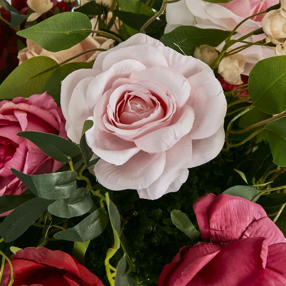 Flower Ball With Pink, Beige & Red Roses And Green Leaves