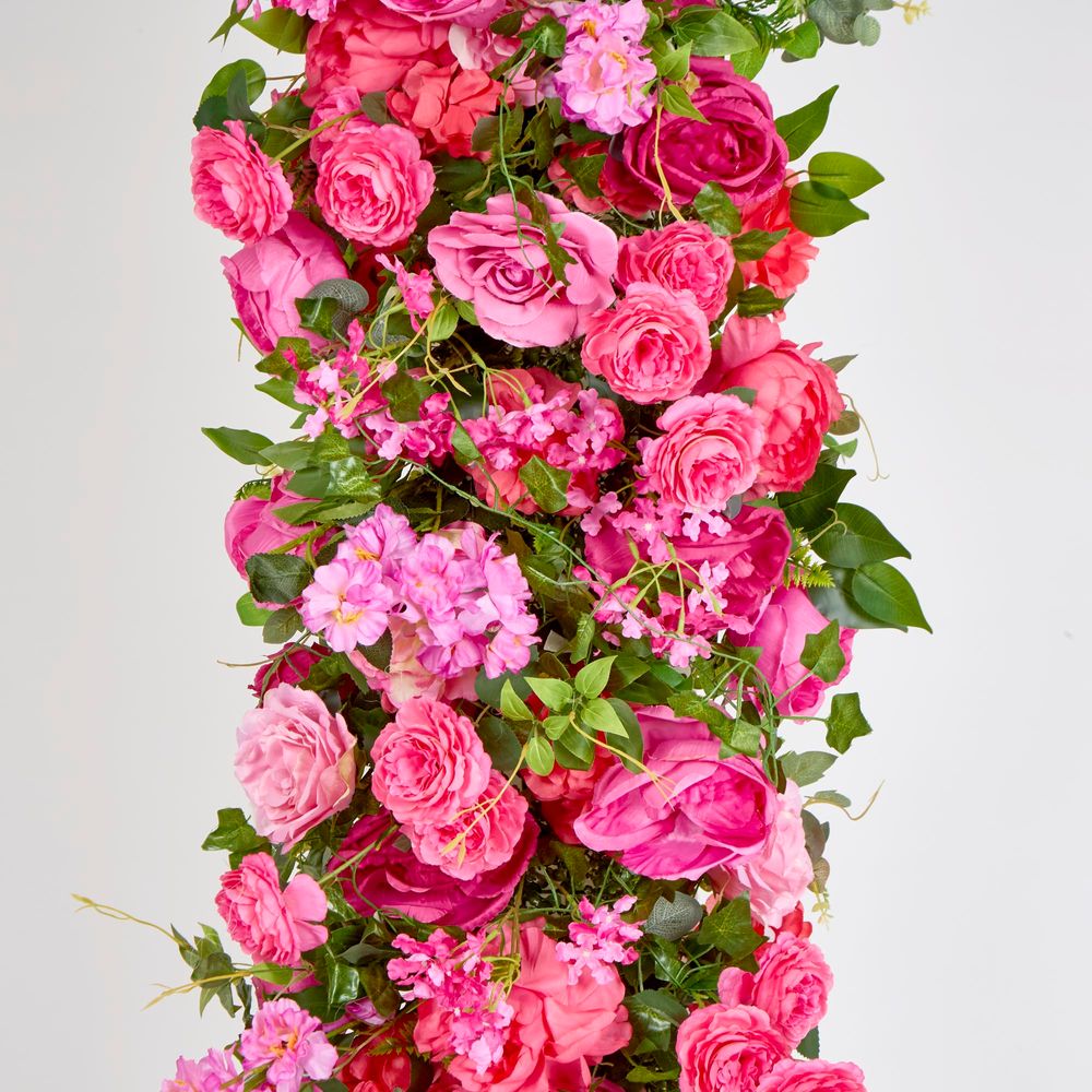 Fuchsia Hot Pink Rose Camelia Blossom Flower Runner 45X200Cm