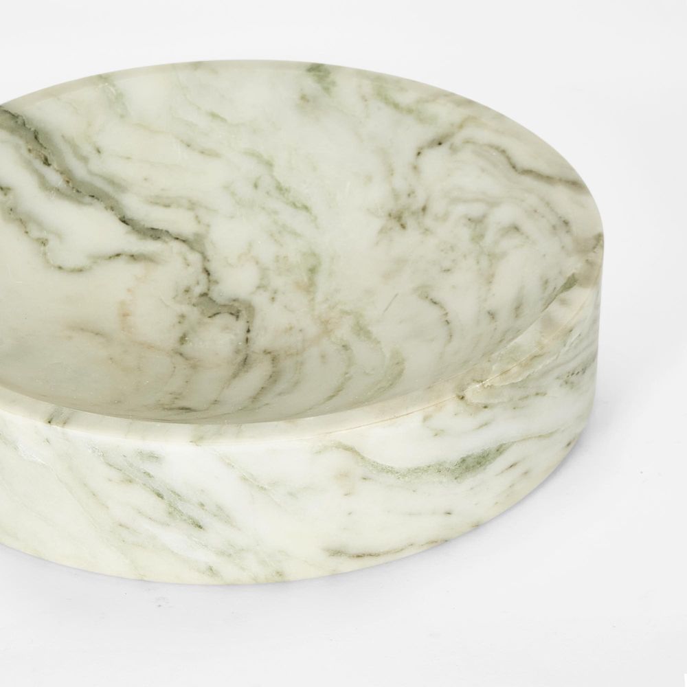 Solange Marble Bow Green & White Large