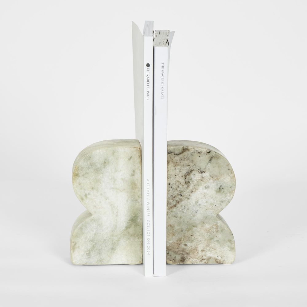 Cooper Marble Bookend Beige & White