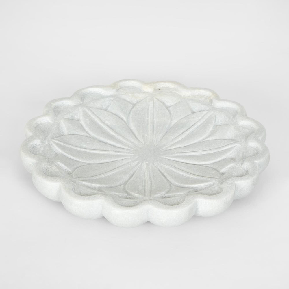 Lia Marble Flower Bowl Medium White