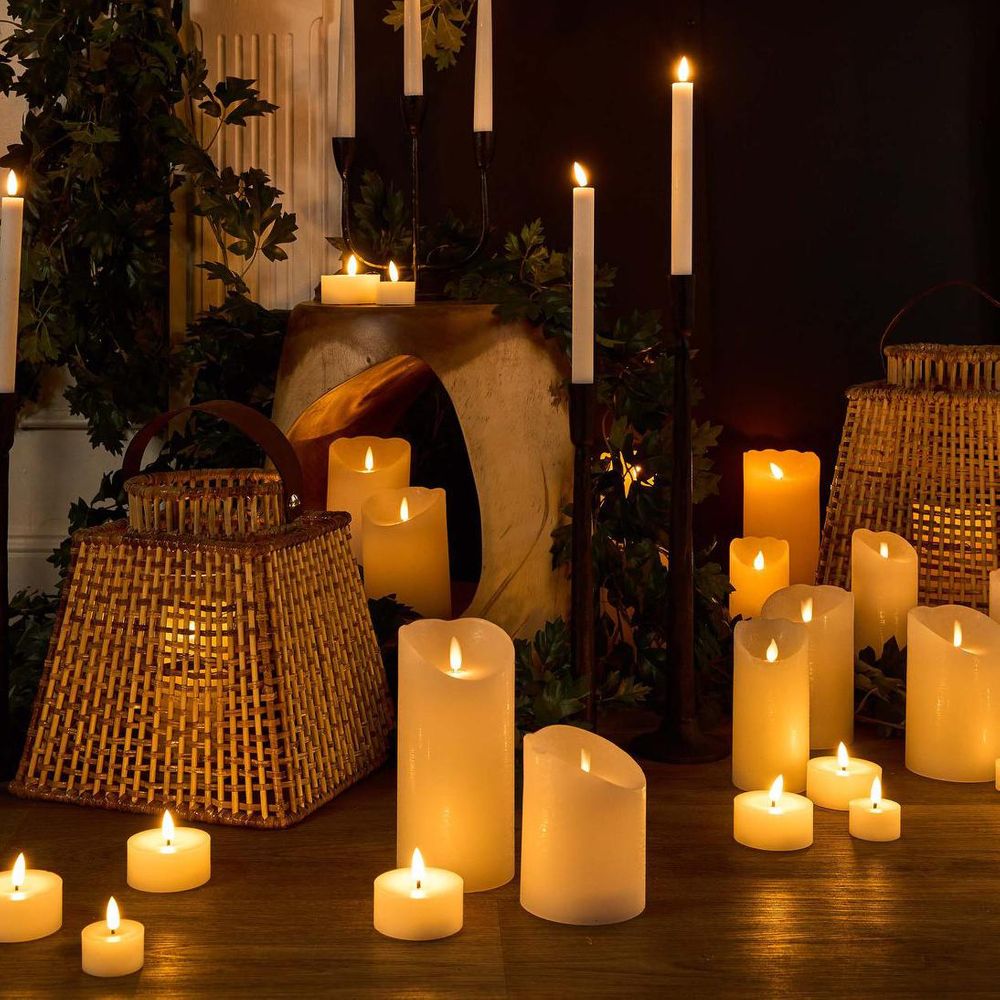 Led Battery Operated Wax Flameless Candle White 20Cm
